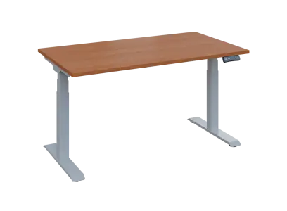 Fleximax 28-14 výškově nastavitelný stůl, kovová podnož stříbrná, deska 25 mm, široký 1400 mm, olše jantar